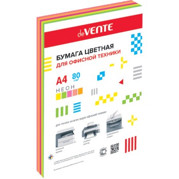 Бумага deVENTE неон 5 цветов А4, 80г, 250л