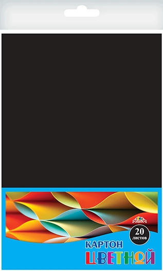 Картон цветной А4 20л. 1цв. Апплика Офис ЧЕРНЫЙ