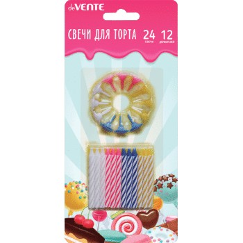 Свечи для торта deVENTE 24шт. 6х0,52см, 12 держате