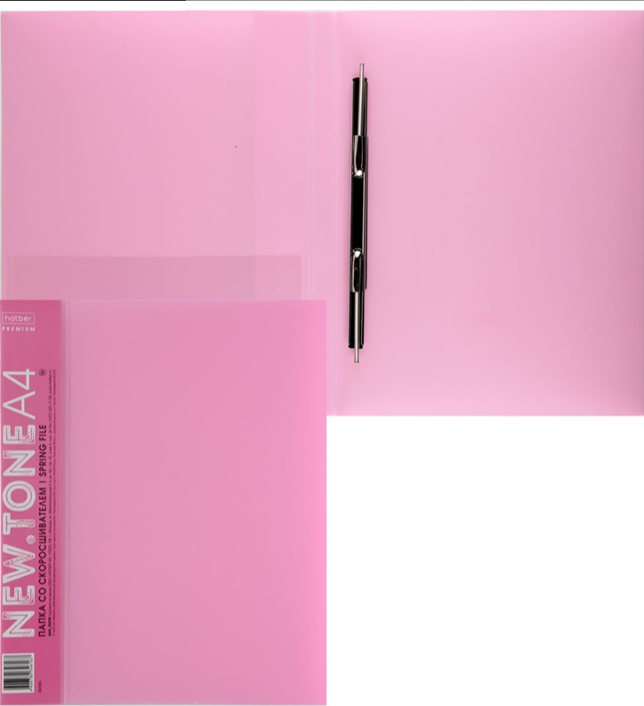 Скоросшиватель пружин. пластик. Hatber 17мм NEWtone PASTEL Пион