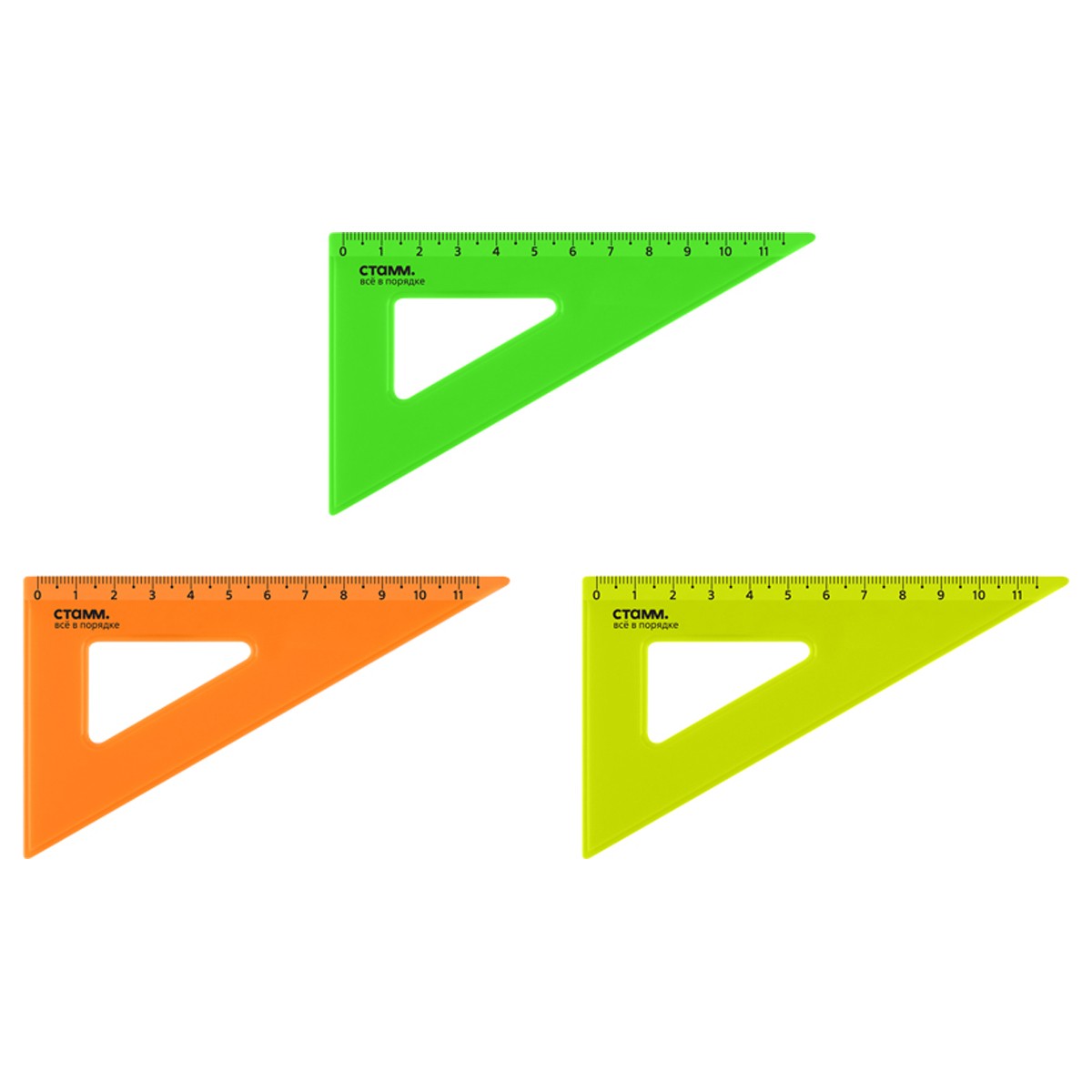 Угольник 30° 11см СТАММ прозрачный, неоновые цвета