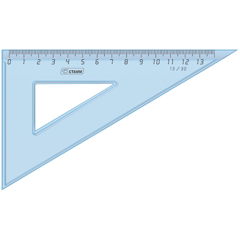 Угольник 30° 13см СТАММ Cristal тонированный голуб