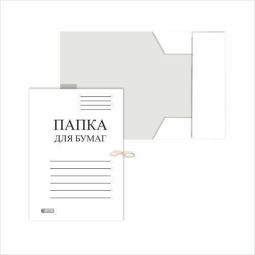 Папка на завязках картонная белая 280г/м2 мелованн