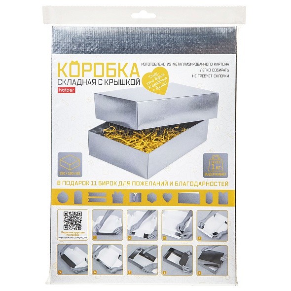 Коробка складная Hatber METALLIC Серебро 25х18х6,5