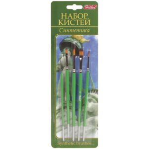 Набор кистей Синтетика 5 шт.круг.№1,3,5, плос.№5,8