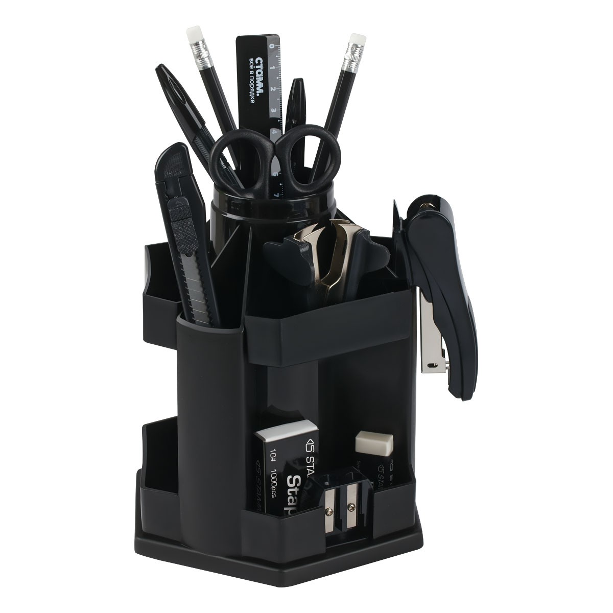 Набор офисный СТАММ MaxiDesk 14 предметов, черный,