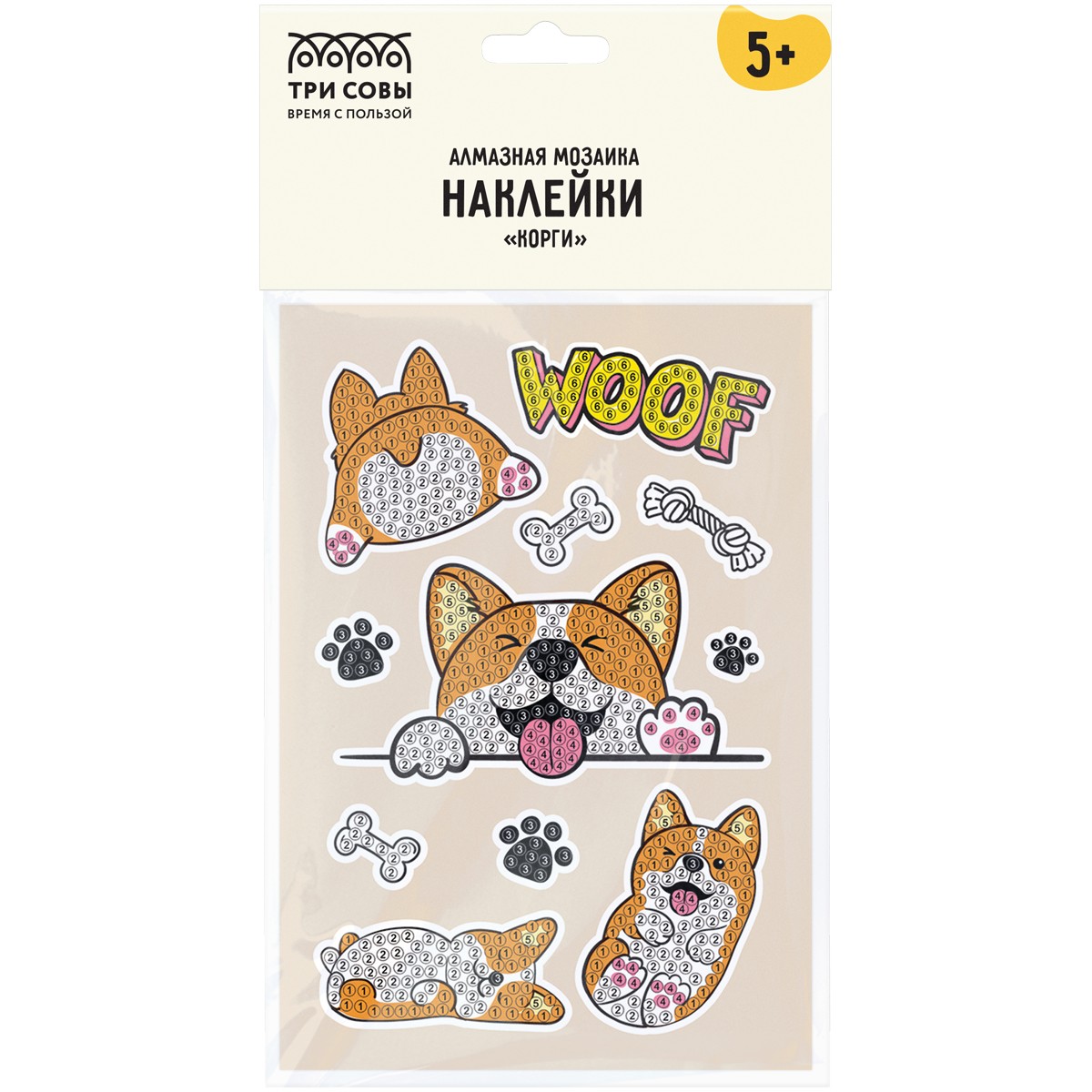 Наклейки Алмазная мозайка ТРИ СОВЫ Корги