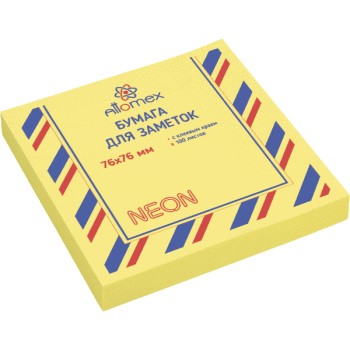 Блок для записей клейк. 76х76мм Attomex Неон желты