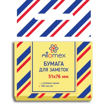 Блок для записей клейкий 51х76мм Attomex Желтый