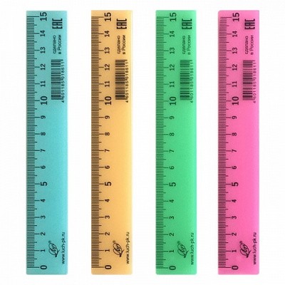 Линейка  пластиковая цветная 15см Луч пастельная ассорти