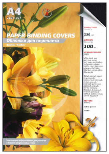 Обложка для брошюрования 230г/м2, картон кожа А4 черная