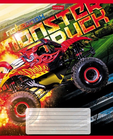 Тетрадь 24 л. клетка Hatber MonsterTruck