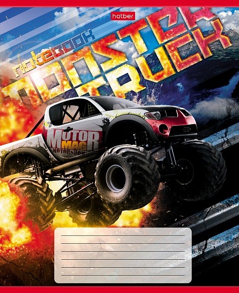 Тетрадь 24 л. клетка Hatber MonsterTruck