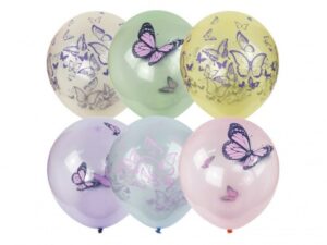 Шары воздушные Кристалл Bubble. Бабочки пастель+де