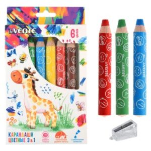 Карандаши цветные deVENTE Jumbo  6 цв. 3 в 1 с точ