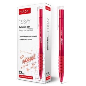Ручка шариковая автомат. Hatber Essay красная 0,7м