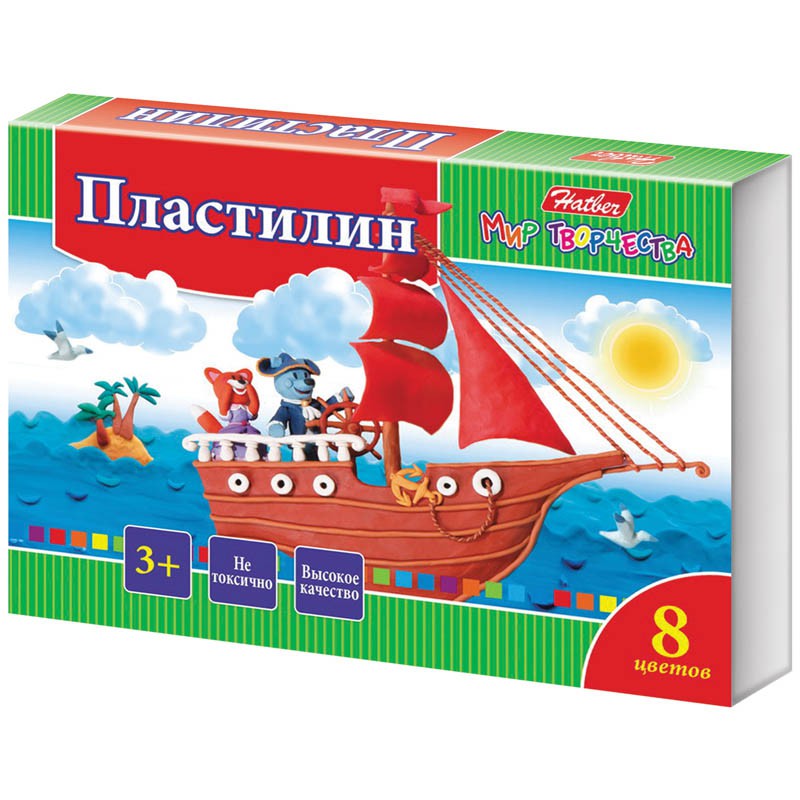 Пластилин  Hatber УШАСТИКИ  8цв. 160гр.