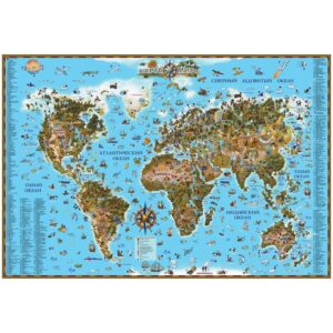 Карта мира для детей, 1160*790мм, матов.ламин.