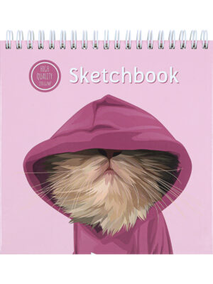 Скетчбук 165х165мм 40л Кот в капюшоне, айвори, на гребне 100г/м2