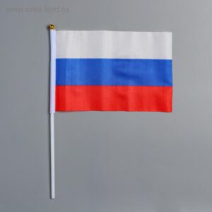 Флаг России 14х21см без герба, шток 30см