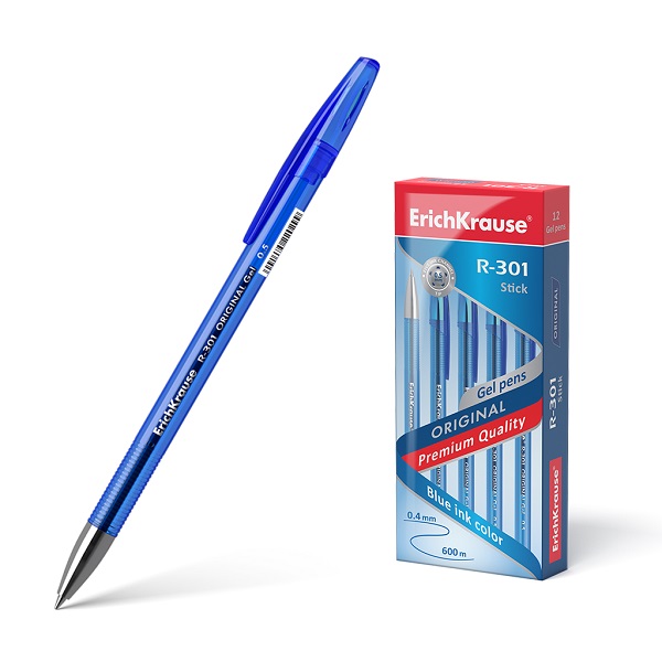 Ручка гелевая Erich Krause R-301 Original, синяя 0,5мм