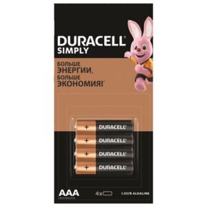 Батарея DURACELL Simply AAА LR03 мизинчиковая