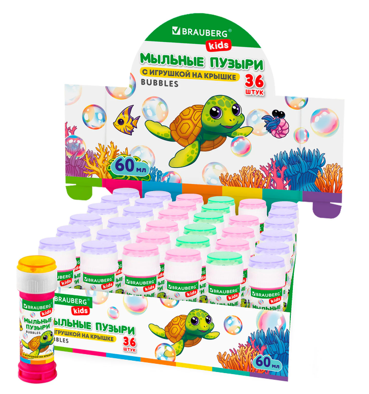 Мыльные пузыри 60мл BRAUBERG KIDS с игрушкой на крышке