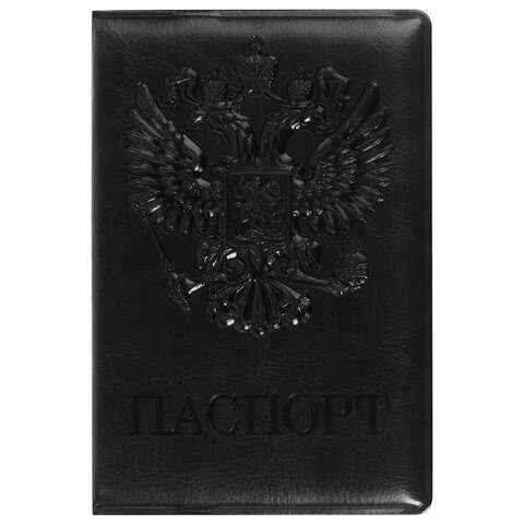 Обложка для паспорта STAFF ГЕРБ черная