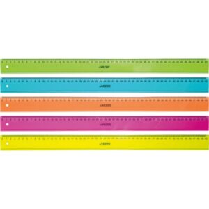 Линейка  пластиковая прозрачная цветная 50см deVEN