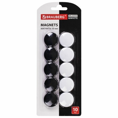 Магнит для доски 3см (10шт.) BRAUBERG BLACK&WHITE