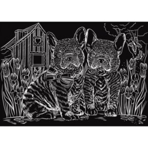 Гравюра А4 Собачий дуэт, золото