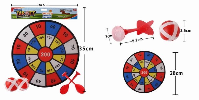 Дартс Попади в цель-6 на липучке 28см (2 шарика, 2 дротика)