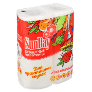 Полотенца бумажные SunDay 2 слоя, 2шт.