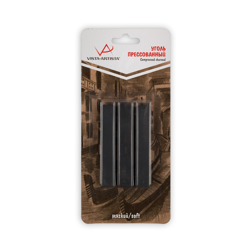 Уголь прессованный VISTA-ARTISTA 3 шт. мягкий