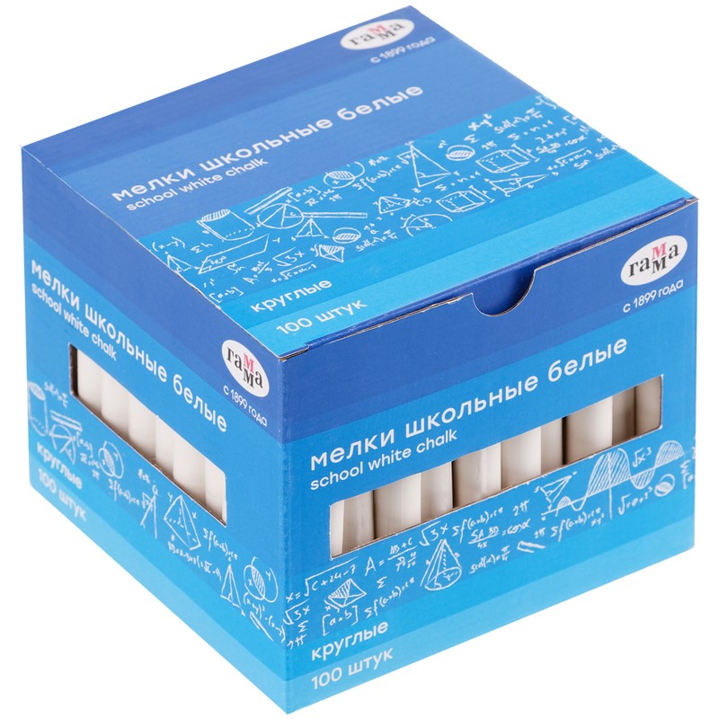 Мелки белые100шт. ГАММА мягкие, круглые