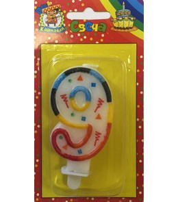 Свеча для торта  ЦИФРА 9