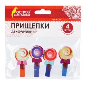 Прищепки декор  ЛЕДЕНЦЫ  4шт. ассорти