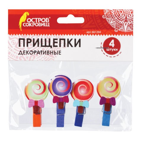 Прищепки декор  ЛЕДЕНЦЫ  4шт. ассорти
