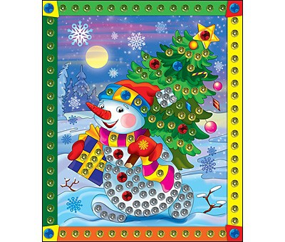 Мозайка из пайеток СНЕГОВИК