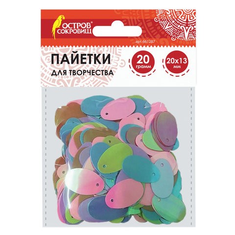 Пайетки для творчества ОВАЛЫ 20х13мм ассорти