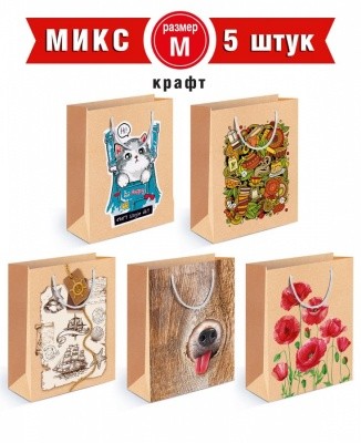 Пакет подарочный бумажный крафт микс М-11 (ТМ Хоро
