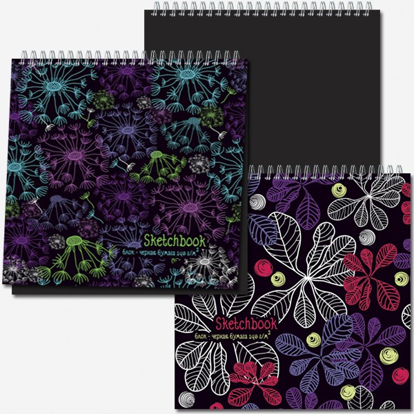 Скетчбук 280х280 20л Полином SKETCHBOOK Black 140г