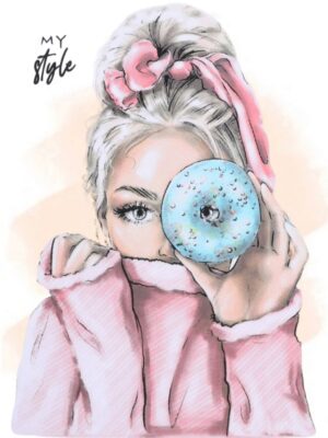 Скетчбук А5  48л  Девушка и пончик