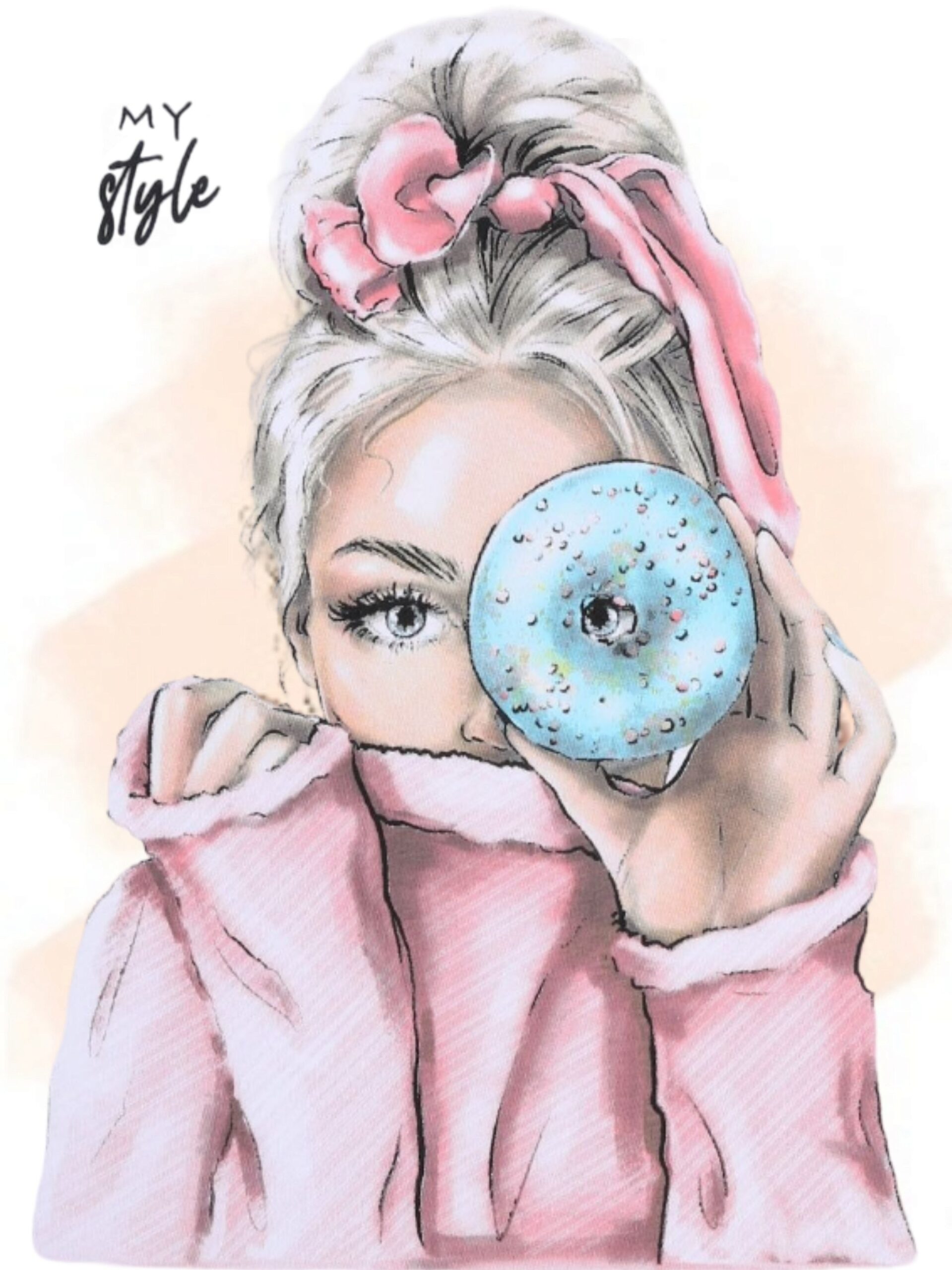 Скетчбук А5  48л  Девушка и пончик