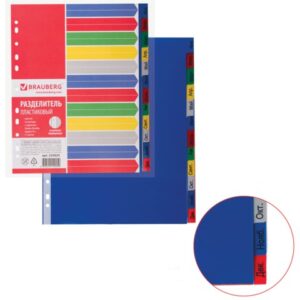 Разделитель пластиковый А4 (январь-декабрь) BRAUBERG