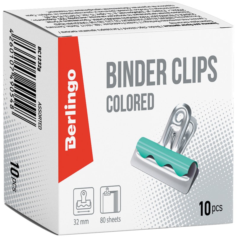 Зажим-бульдог металлический 32 мм цветной