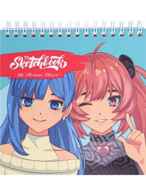 Скетчбук А6+  40л  Девочки, 100г/м айвори, на спир