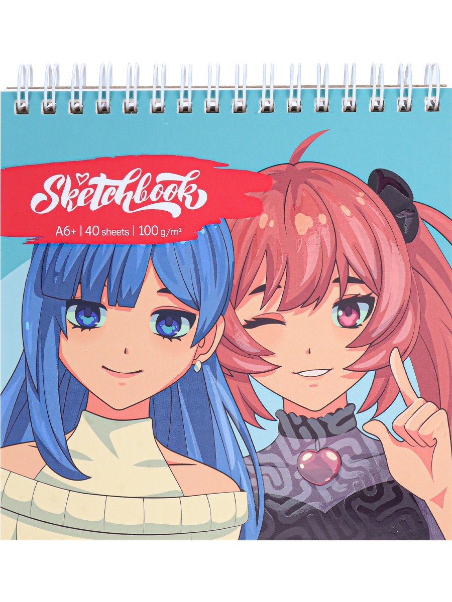 Скетчбук А6+  40л  Девочки, 100г/м айвори, на спир