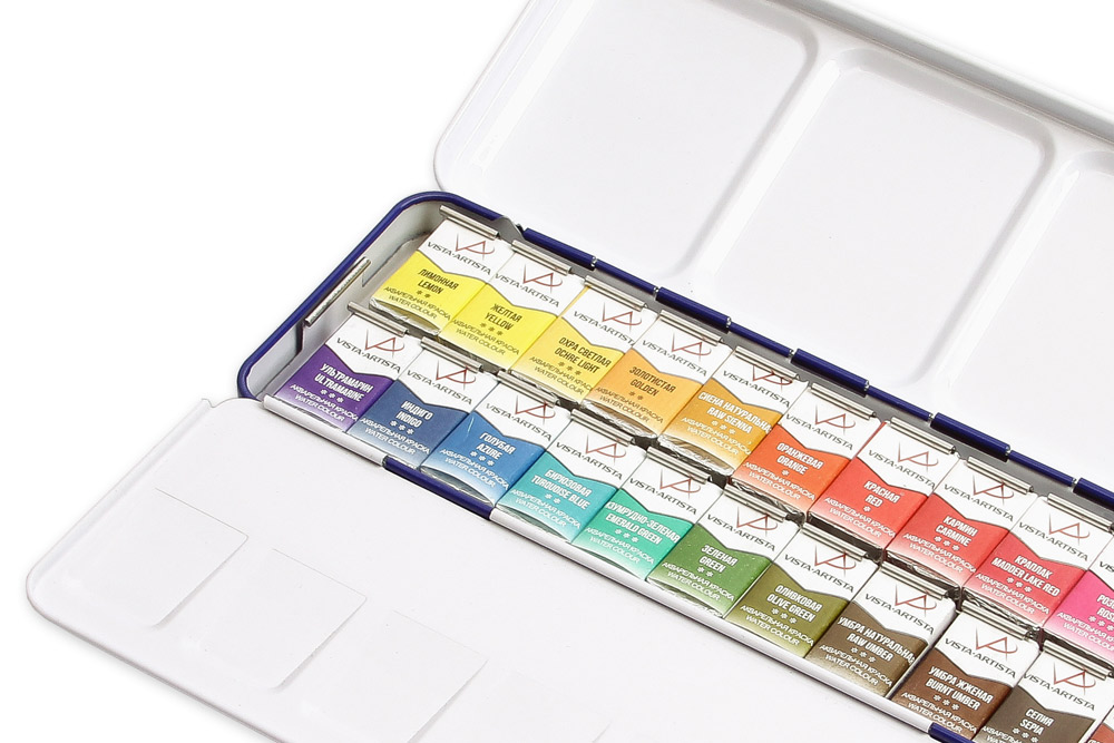 Пенал для акварели VISTA-ARTISTA на 24 кюветы, синий