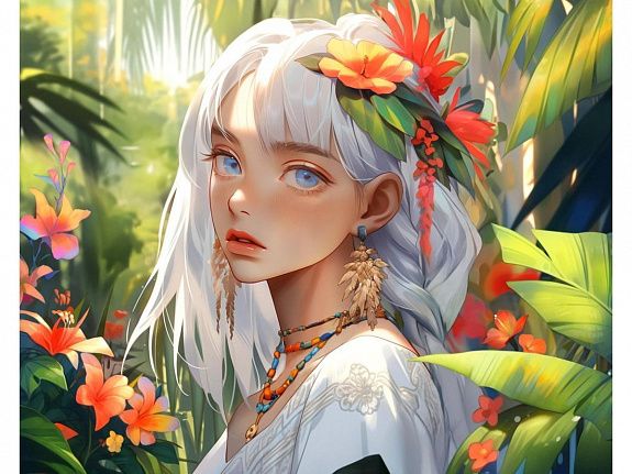 Алмазная мозаика 40х50см Рыжий кот Принцесса джунглей